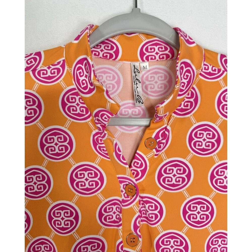 Lulu-B Orange Tunic with Pink Circle Print